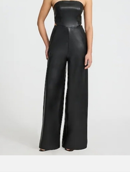 Express Pants - Express Leather Cutout JumpsuitBlack